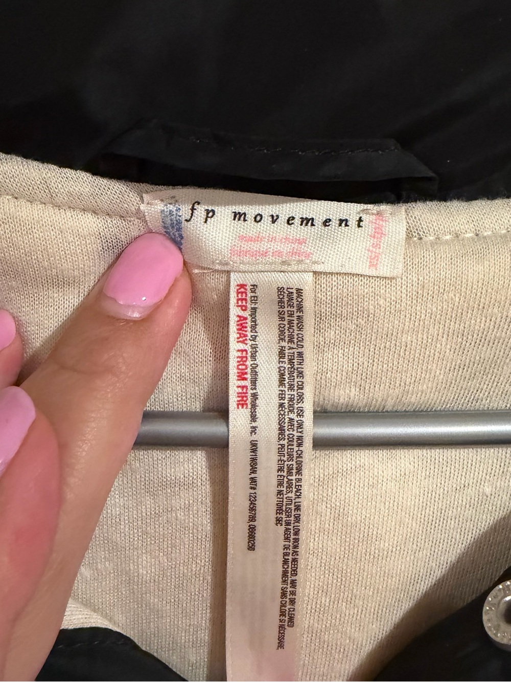 Free People Movement Cozy Cream Sherpa Pullover Jacket with Black Trim - Picture 3 of 4